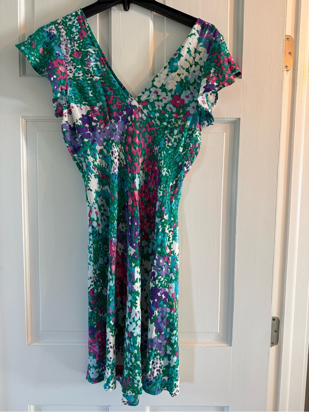 💐NWT Rails Green Floral Midi Dress with Pink, Purple & White Accents, Sz S - Picture 3 of 13